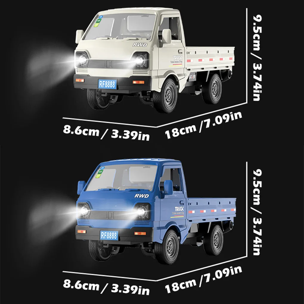 RC KF31 1/18スケールカー ミニカーゴトラック スプレーライト付き リモコン ドリフト機能搭載 車両模型 おもちゃ 子供向けギフト