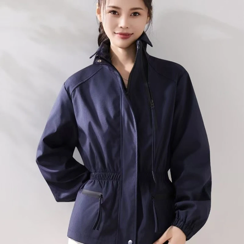 Damski trencz 2025 jesień temperamentna moda taliowany długi rękaw odzież wierzchnia damska casual uniwersalny płaszcz przeciwdeszczowy damski top