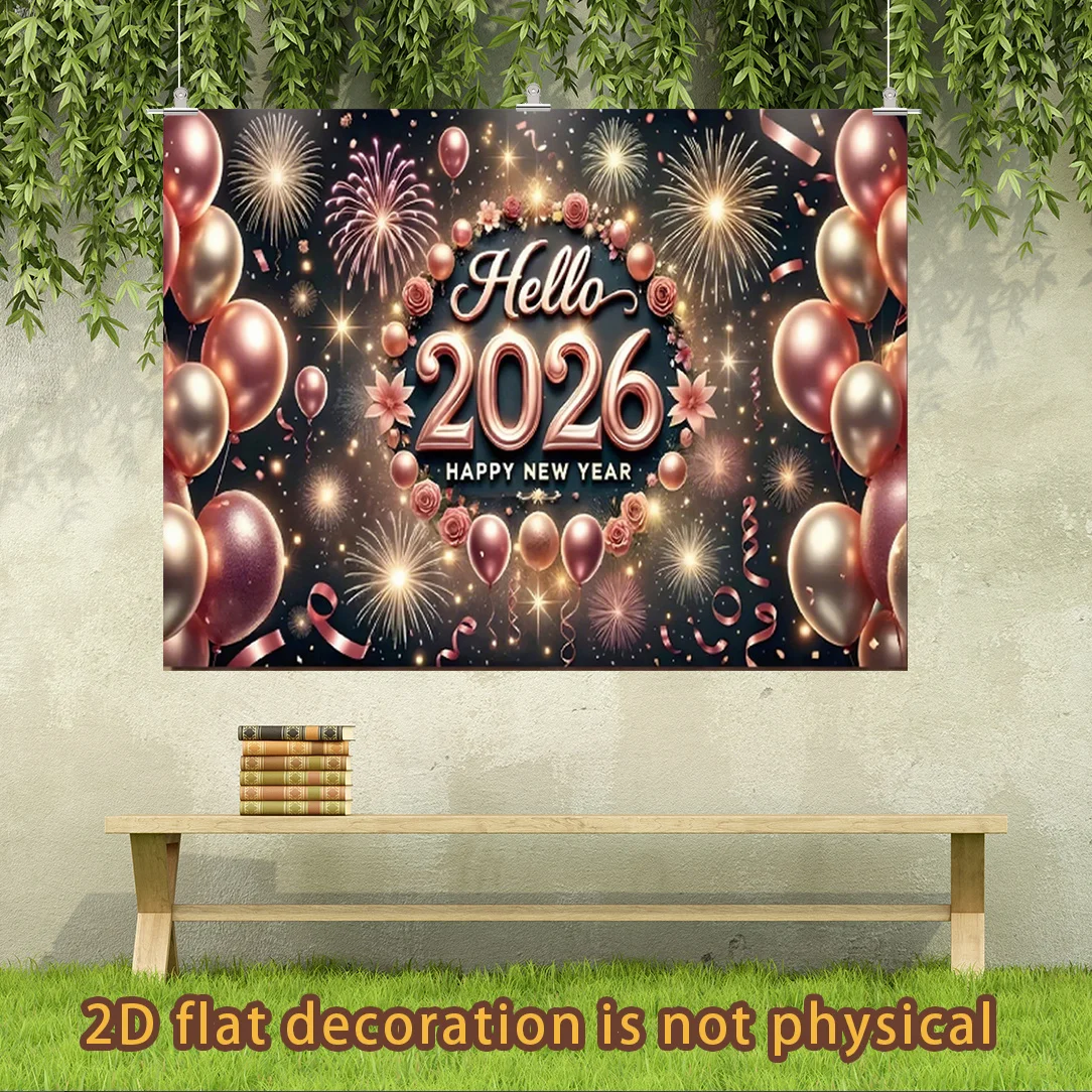 2026 سنة جديدة سعيدة راية قماش مزخرف جداري ديكور الحفلات للاحتفال بالعام الجديد الجدار الشنق قماش صوفي جدار النسيج جدار حصيرة #4