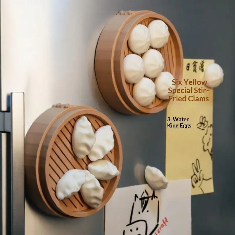 3D Mini Steamer Bun Dumpling Creative Fridge Magnet Kitchen Home Decoration Magnetic Sticker Note Holder DIY Label For Gift