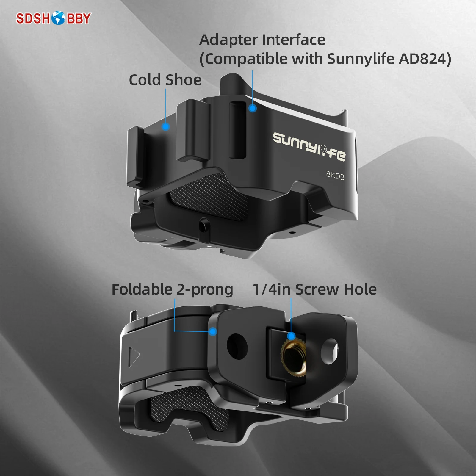 Sunnylife Foldable Quick Release Adapter Mount Action Camera Selfie Stick Tripod Adapter Cam Accessories for OSMO POCKET 3