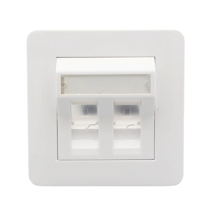 Two Gangs GB Angled Faceplate Blank Wall Panel With Shutter 2 Ports UK British Shuttered Face Cover Outlet Socket White 86x86mm