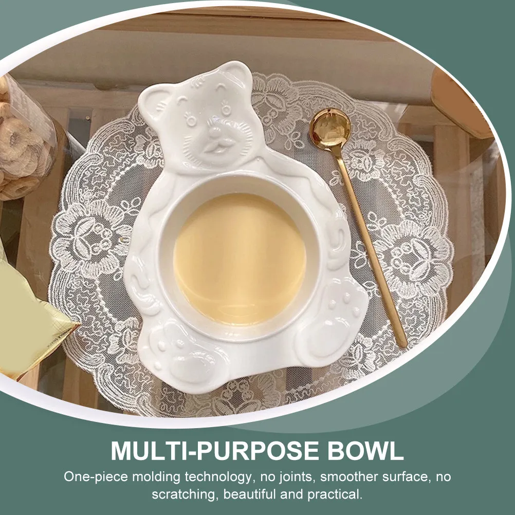 1Pcs Creative Bear Ceramic Steamed Egg Mold Baking Bowl Salad Container Food Serving Bowl High Temp Resistant -20C 150C Smooth