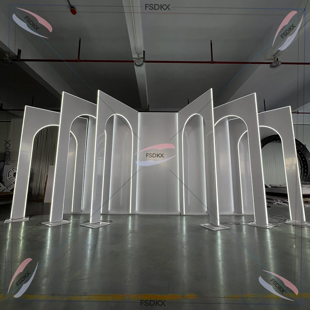 

Modern Rectangular Shaped Backdrop Arches Led Stage Acrylic Backdrop Arch Curved Backdrop Stand