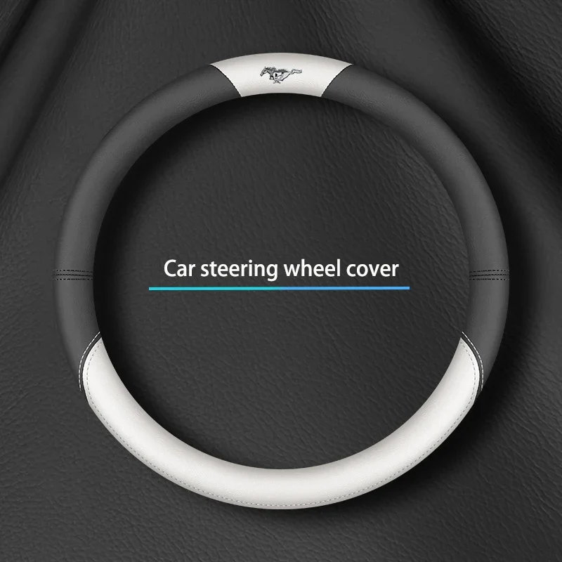 

38cm Leather Car steering wheel cover For Mustang Ford Ranger EcoSport Fiesta Focus MK3 MK7 Explorer Kuga Mondeo Car Accessories