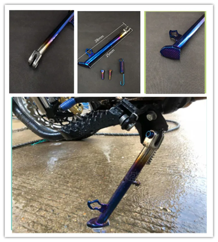 Elektromotorrad, modifiziert mit Titan-Seitenständern