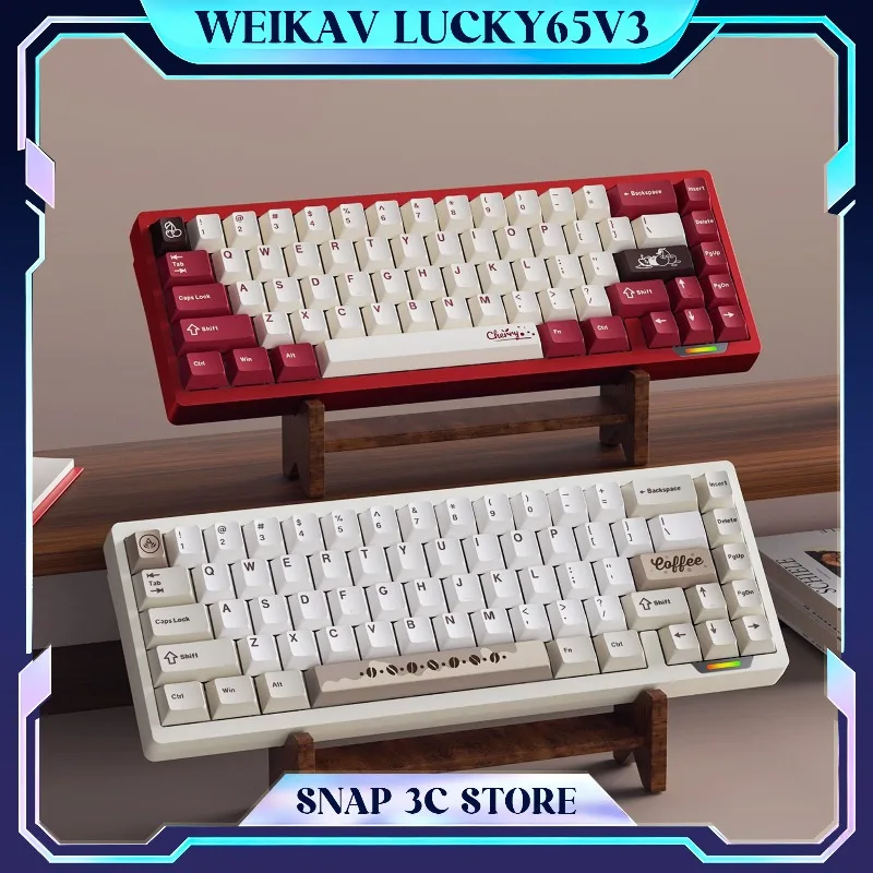 

WEIKAV Lucky65V3 Aluminum Mechanical Keyboard CNC Metal Body Gasket Mount Tri-mode Wireless RGB Hot-swap Gaming Keyboard