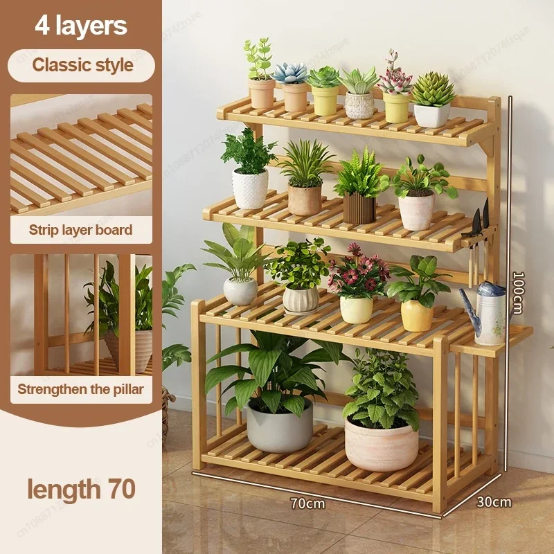 Colgador de maceta para balcón, soporte para plantas, estante para sala de estar, madera maciza, verde, exhibición de pie, registro de patio después de jardinería