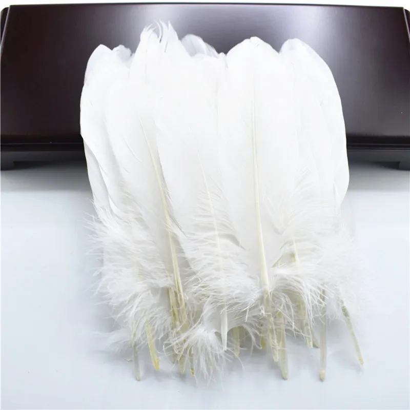 Silver Gray Hard Pole Natural Goose Feathers for Crafts Plumes 5-7inch/13-18cm Jewelry Pheasant Feather Wedding Home Decoration