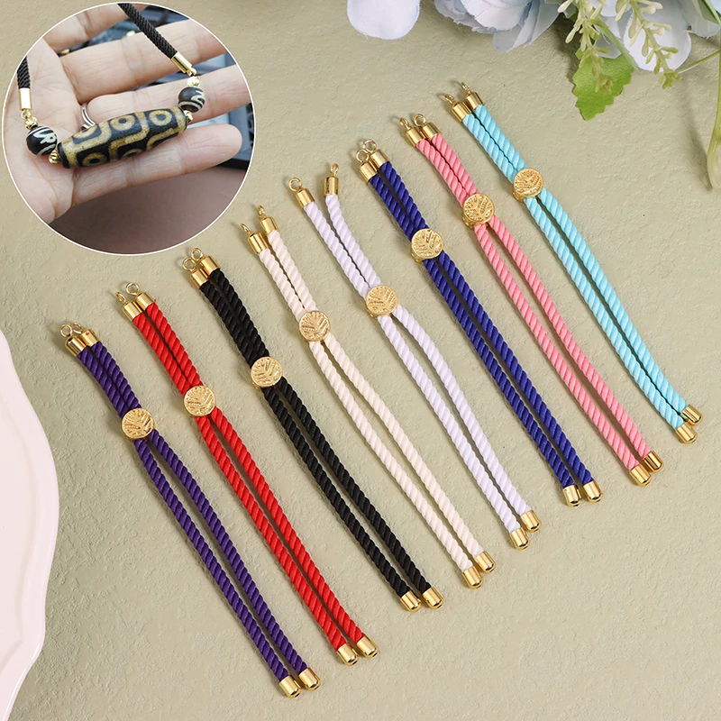 [HS][LA]5Pcs Nylon Twisted Cord Bracelet Ropes Adjustable Braided Cord For DIY Bracelet Jewelry Making