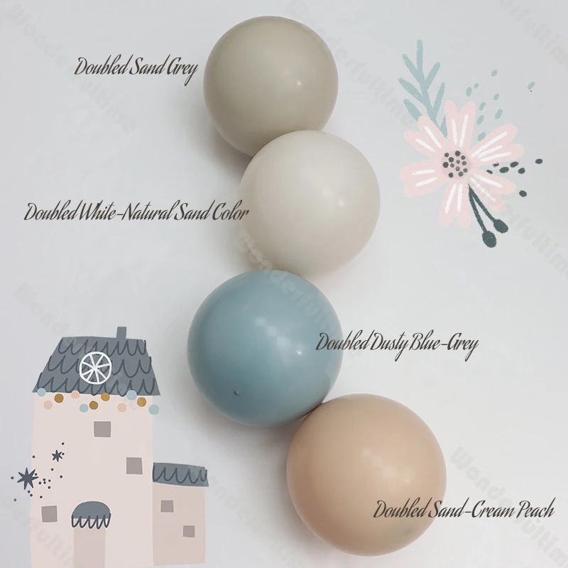 5/10/12/18inch Doubled Dusty Blue Grey White Sand Balloons Boho Farm Theme Birthday Boy Decorations Custom Balloons Garland Arch