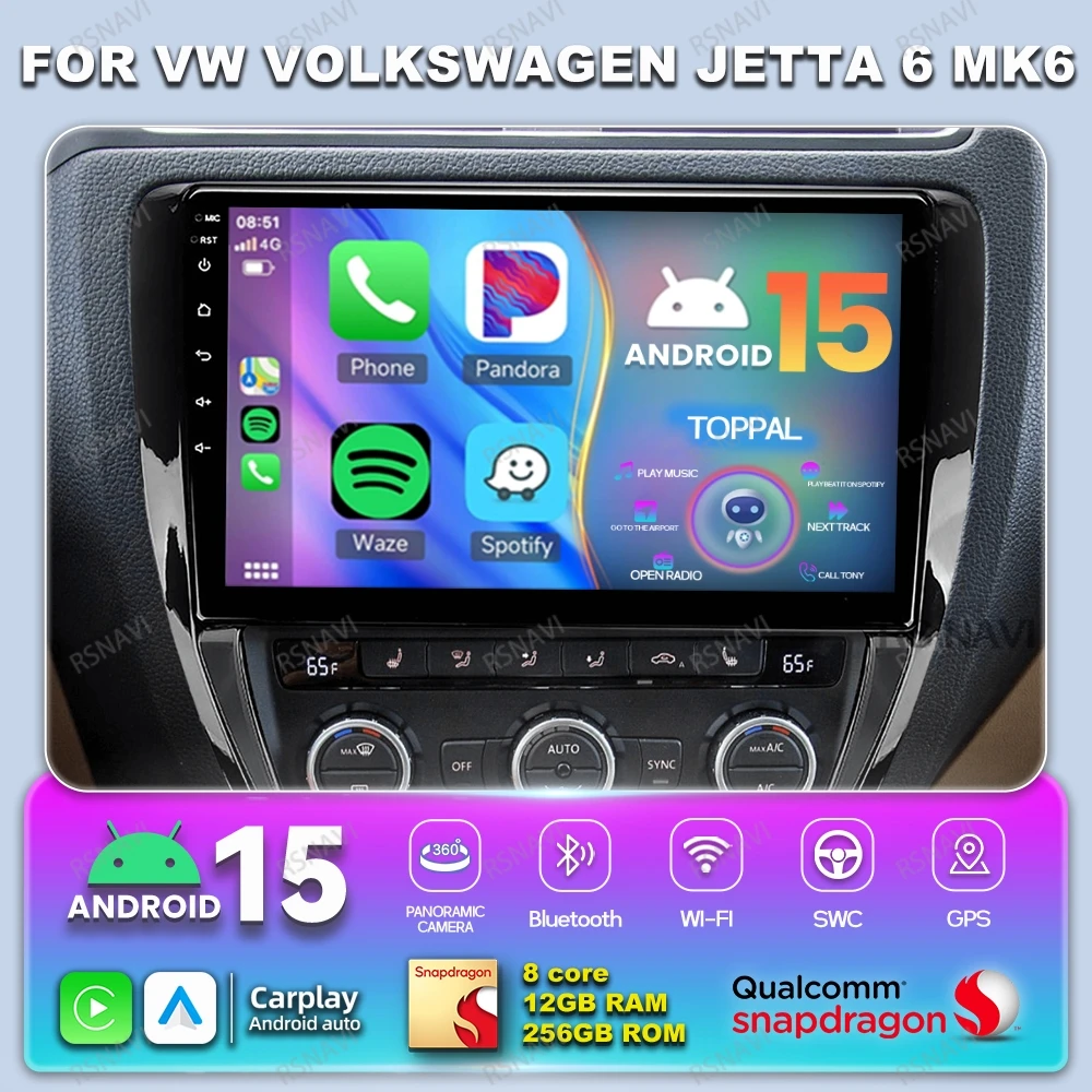 

Car Radio Android 15 Car Radio For VW Volkswagen Jetta 6 MK6 5G WIFI Viedo Player DVD Navigation Stereo Multimedia Qualcomm GPS