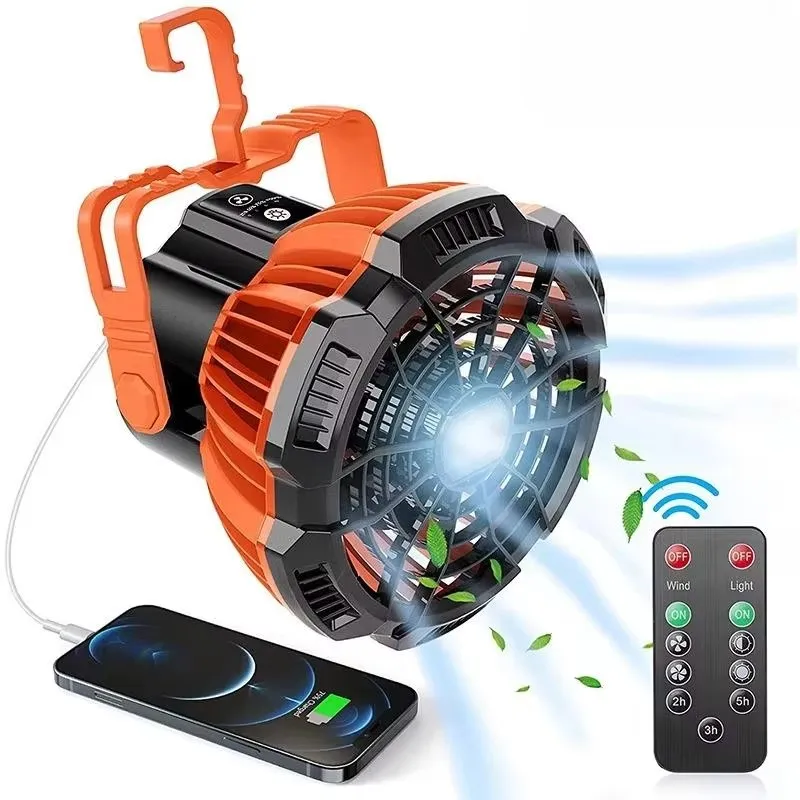 

7800mAh camping fan portable outdoor small fan air circulation with hook and LED light wireless outdoor travel tent outdoor fan