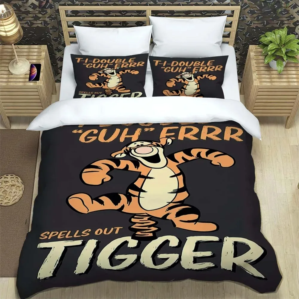 Disney Tigger duvet cover pillowcase, home cartoon bedding set, room bedroom decoration three-piece set, 2/3pcs