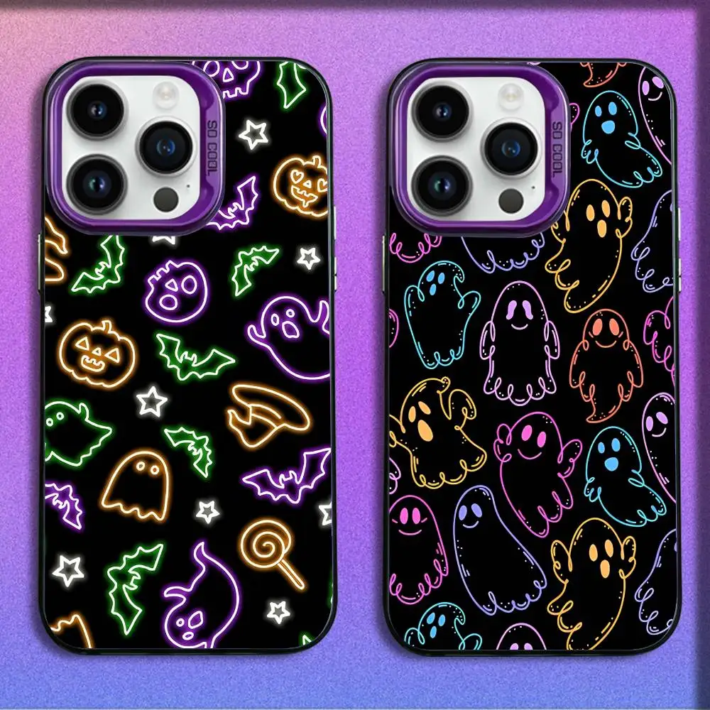 

Halloween Pattern Phone Case For iPhone 17,16,15,14,13,12,11,Pro,Max,Plus,E,SE4,Air,Mini Purple IMD Box
