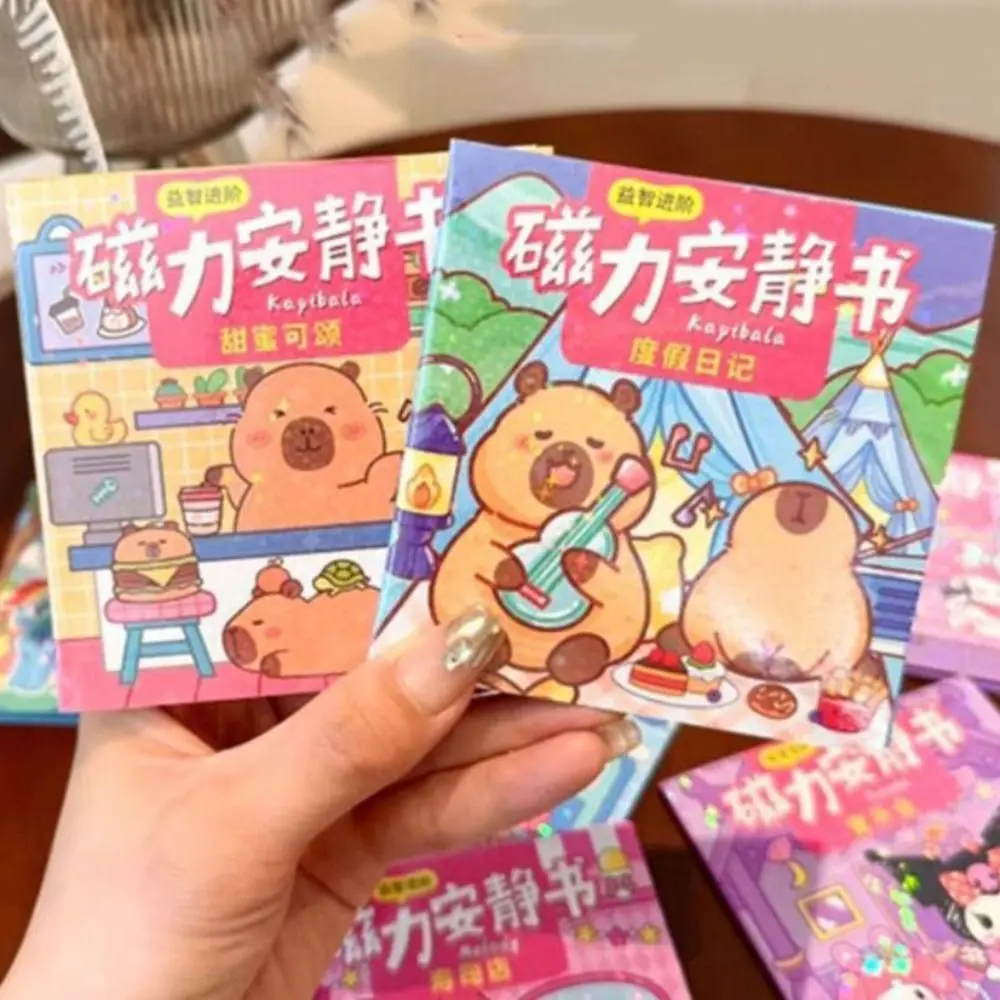 

Handmade Magnetic Quiet book Paper Hand Ledger Capybara Sticker Book Toy Cartoon DIY Kids Busy Book Toy Birthday Gift