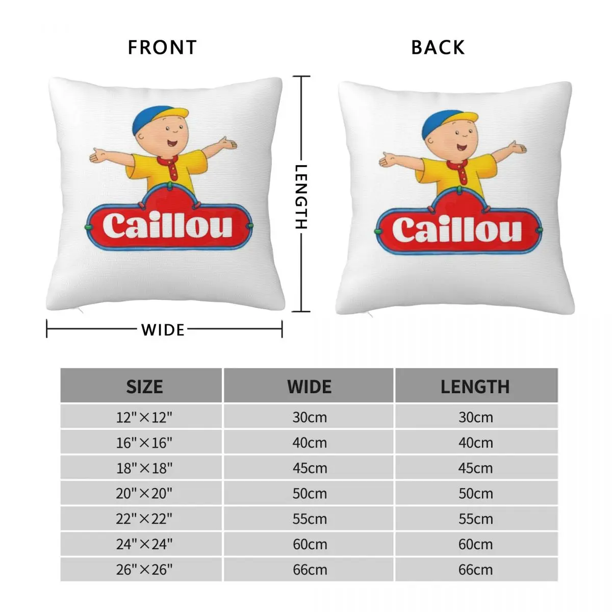 Caillou Kids Tv Square Pillowcase Polyester Linen Velvet Creative Zip Decorative Pillow Case Home Cushion Case 45x45