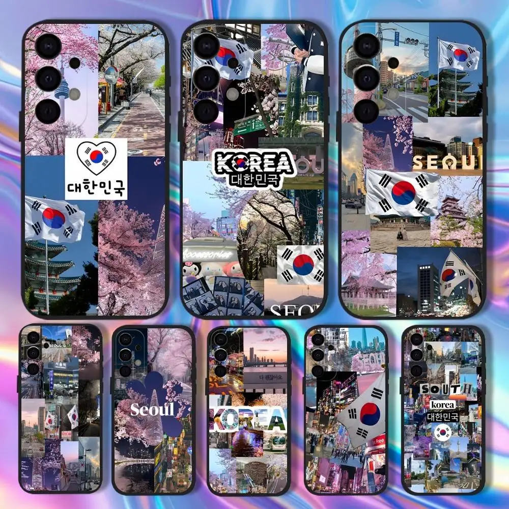

South Korea SEOUL Travel Phone Case For Samsung S25,S24,S21,S22,S23,S30,Ultra,S20,Plus,Fe,Lite,5G Black Cover
