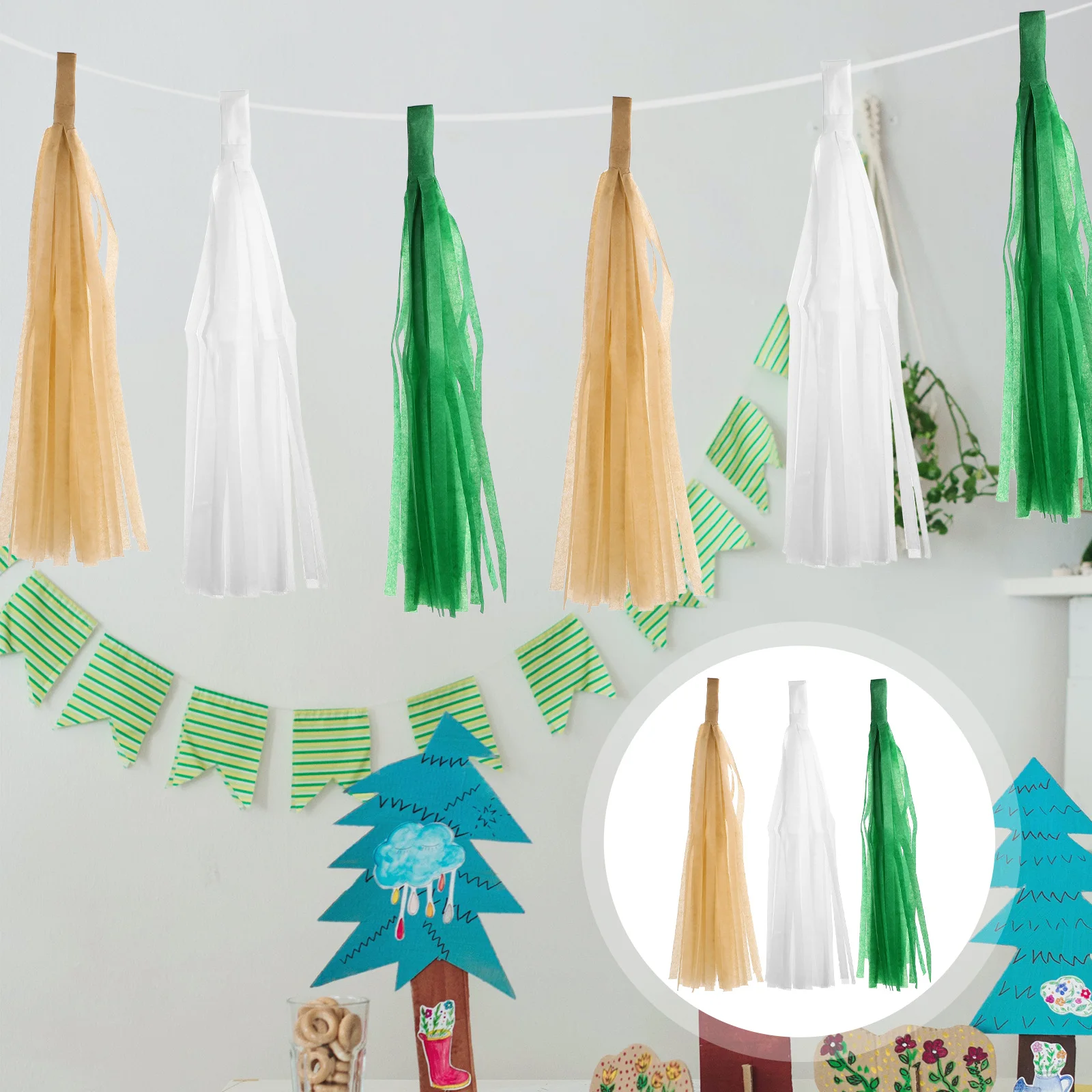 30 قطعة شرابة ورقية لون نابض بالحياة فريد بالتفصيل الزفاف استحمام الطفل الزفاف عيد ميلاد الحضانة ديكور سقف جدار الطرف #3