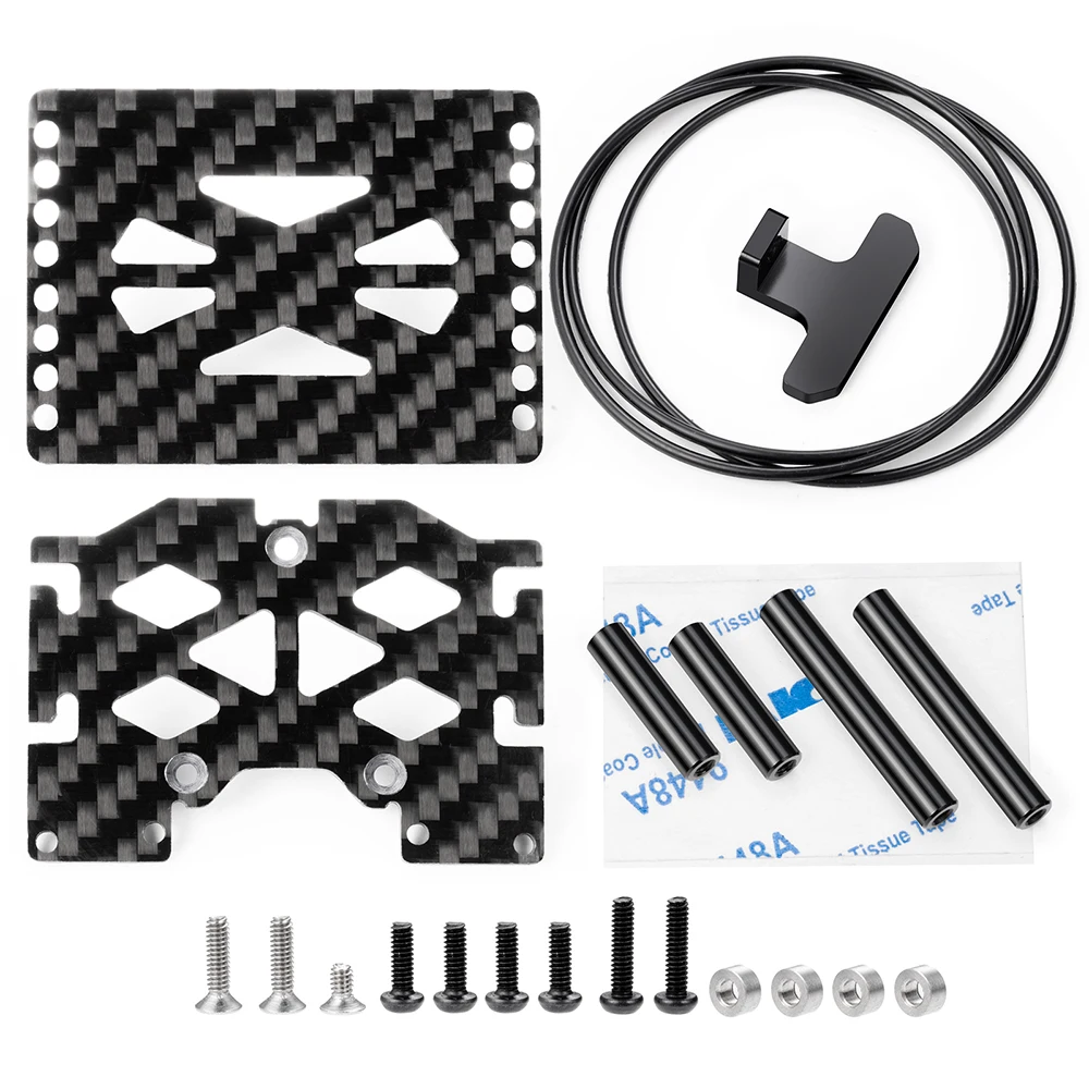 TRINOOD Carbon Fiber Adjustable Double Decker Battery Plate for 1/18 RC Crawler TRX4M TRX4-M Aluminum Battery Tray Upgrade Parts