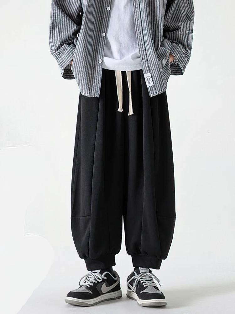 Vintage Baggy Jogger Pants Men Spring Autumn Old Money Casual Wide Pants Japanese Harajuku Sport Sweatpants Streetwear Trousers