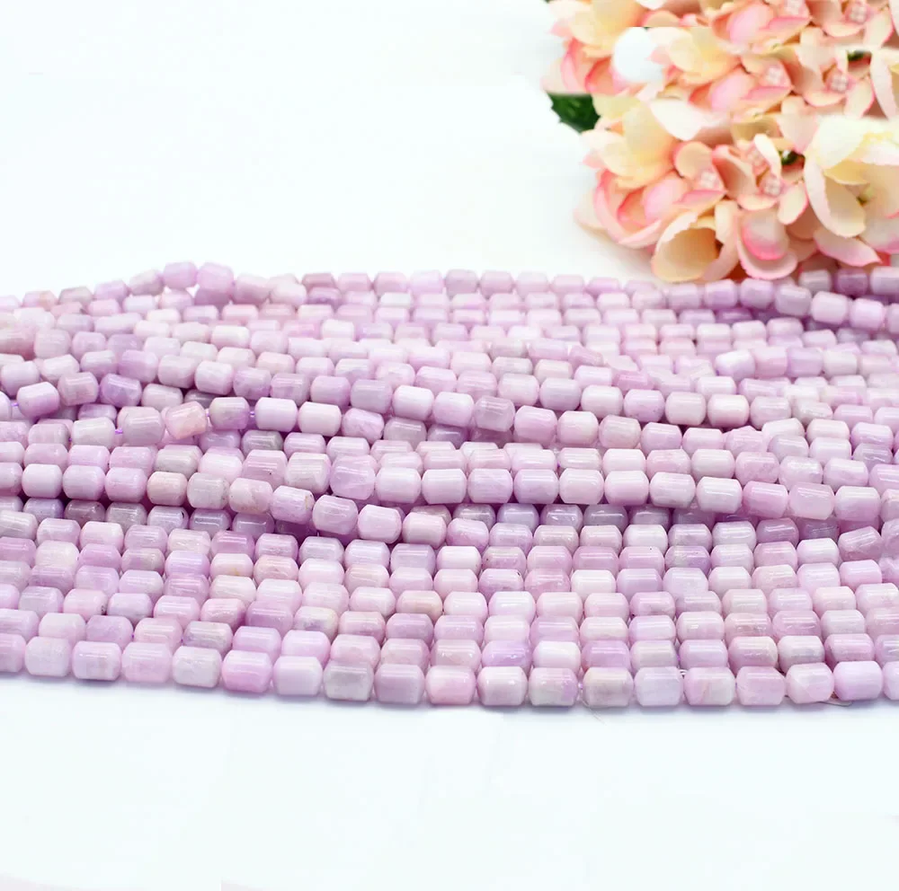 AAA Top Grade Natural Smooth Kunzite Cylindrical shape stone beads For DIY Bracelet Necklace Jewelry Making Strand 15