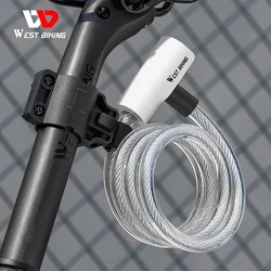 WEST BIKING Portable Bicycle Cable Lock With 2 Keys Waterproof Dustproof Steel Wire Lock MTB Road Bike Scooter Anti-theft Lock