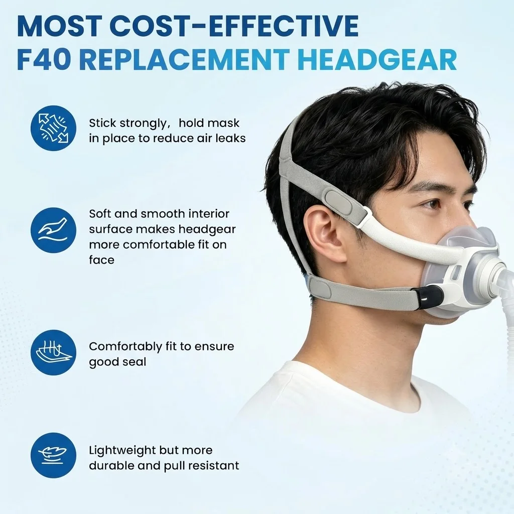 Use For AirFit F40 CPAP Mask Replacement Headgear Strap Adjustable Elastic Design for Secure and Comfortable - Without Mask