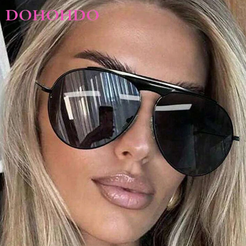 Vintage Punk Pilot Oversized Metal Frame Women Sunglasses Designer Brand Luxury Men Sunglass Outdoor Drive Travel Eyewear UV400