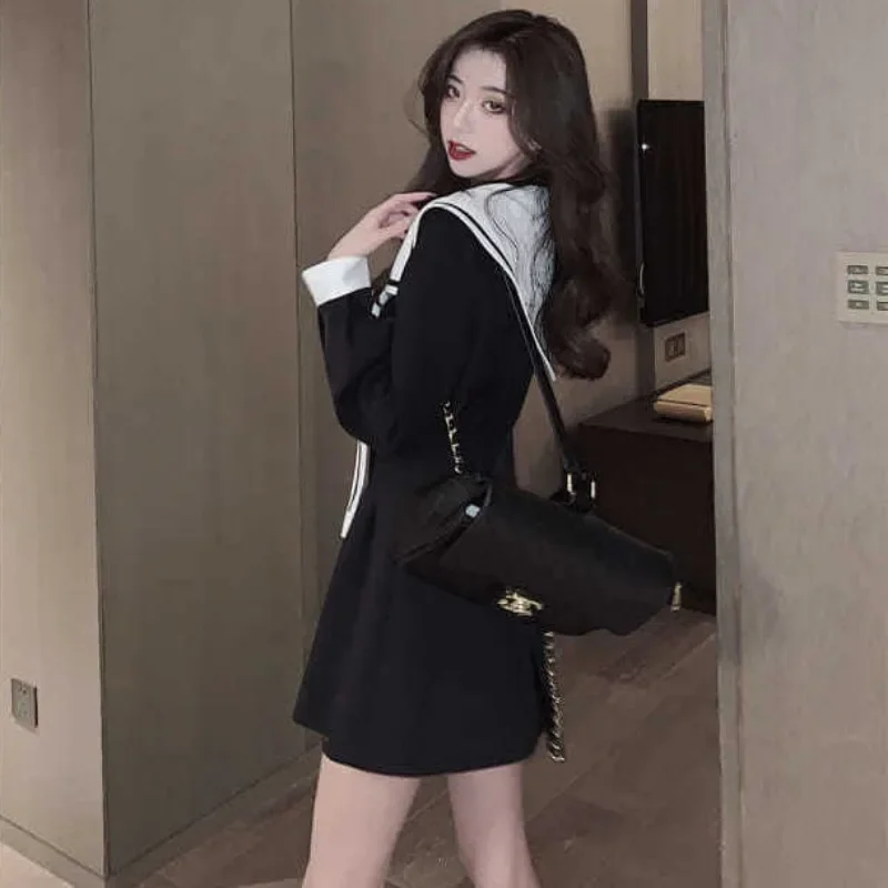 Black French Temperament Dresses Elegant Casual Dress for Women Vintage Loose Korean Fashion Woman Aesthetic Sexy Spring Summer