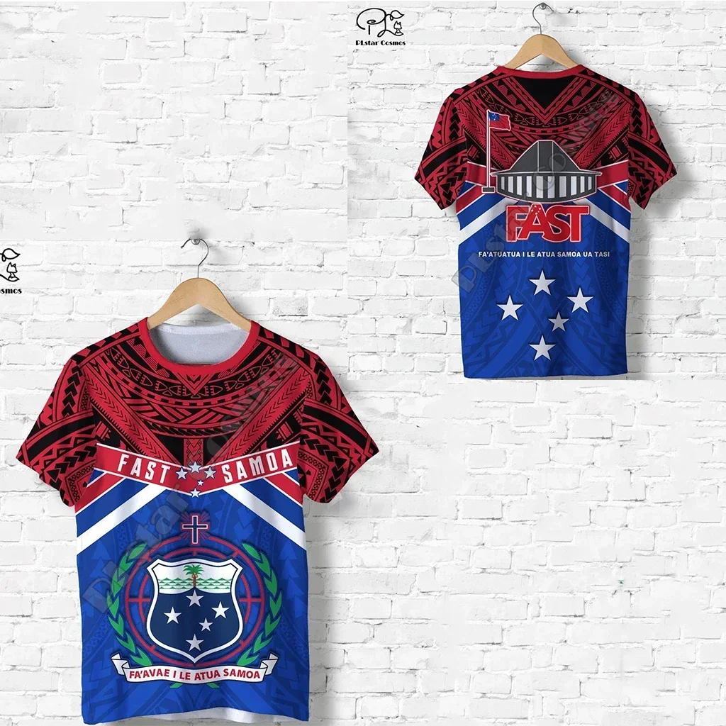 SAMOA Flag 3D Print Sports Quick-dry Breathable Men T-shirt Outdoor Football Jersey Team Loose Short-sleeve Summer Top Clothes