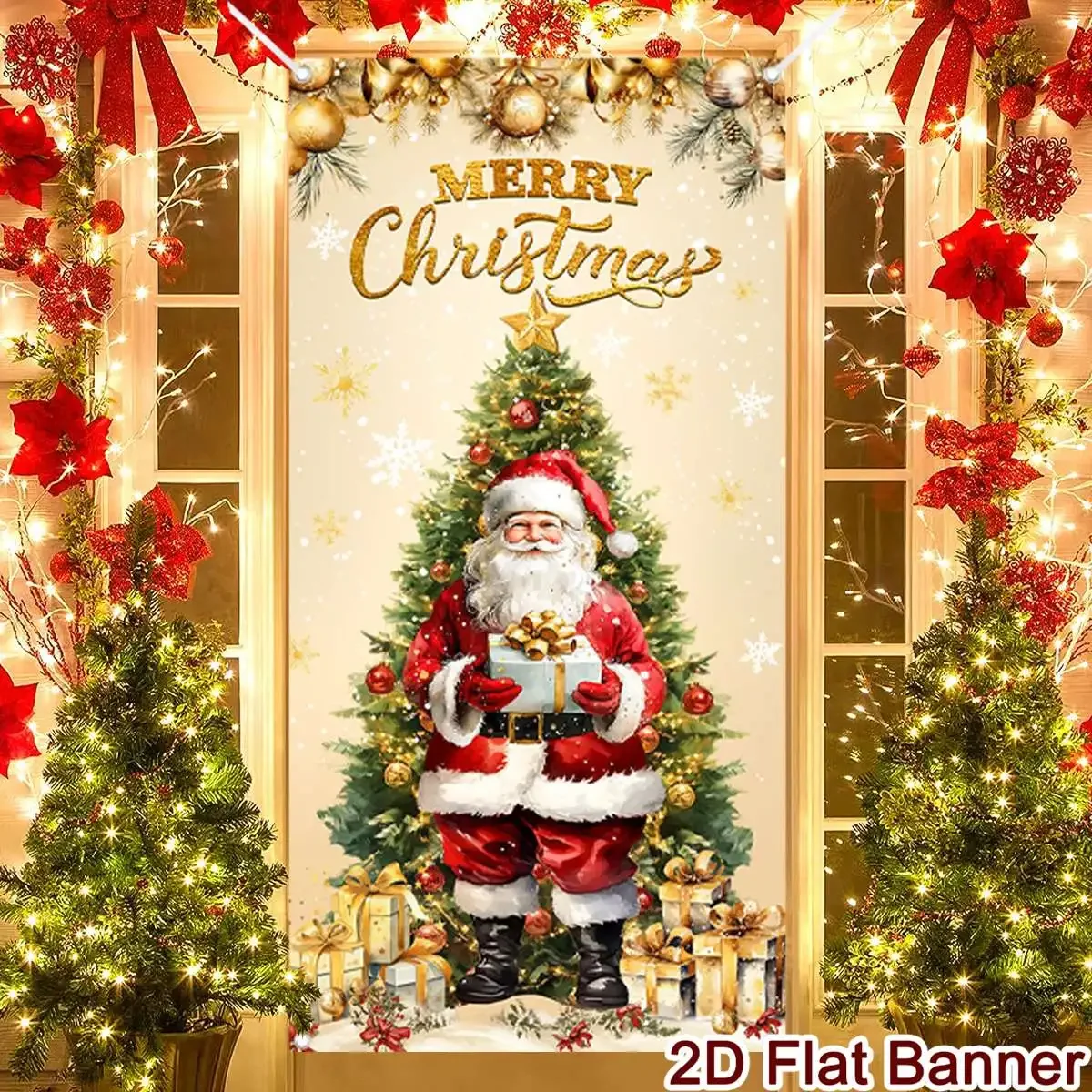 Gold Weihnachten Veranda Tür Banner Weihnachtsdekoration für Zuhause 2025, Weihnachtsflagge, hängende Verzierung, Navidad Noel Geschenke, Neujahr 2026