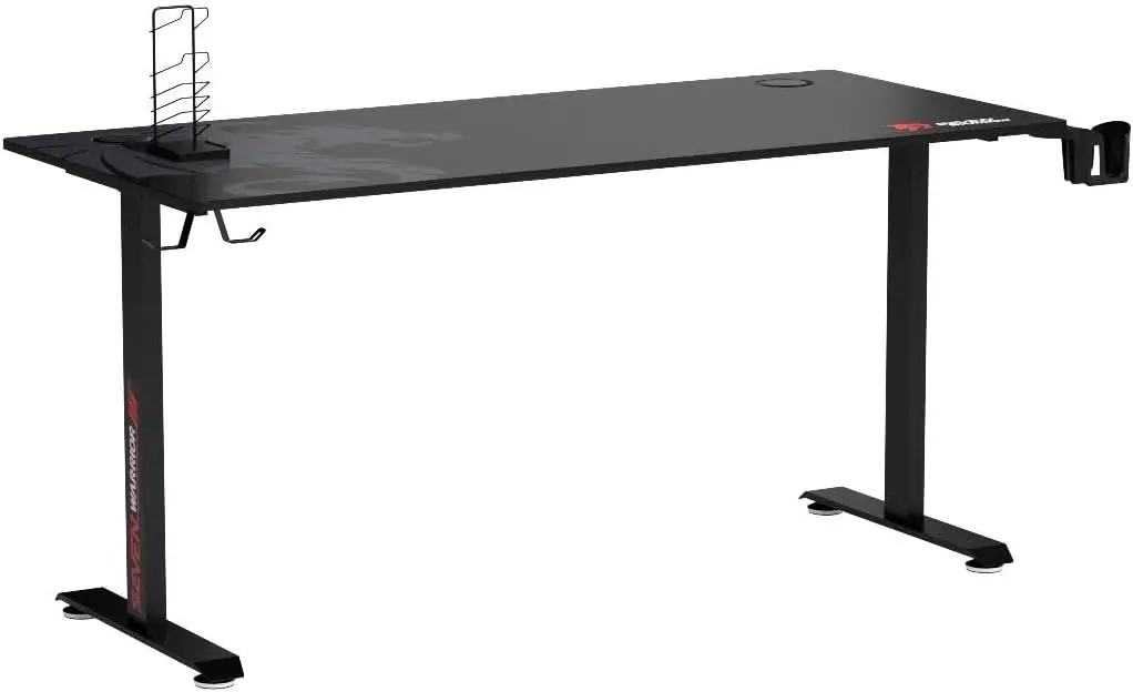 GUERRIOR-Mesa para jogos, em forma de T, superfície de fibra de carbono, mesa para computador, mouse pad completo, estilo ergonômico E-Sport, 60"