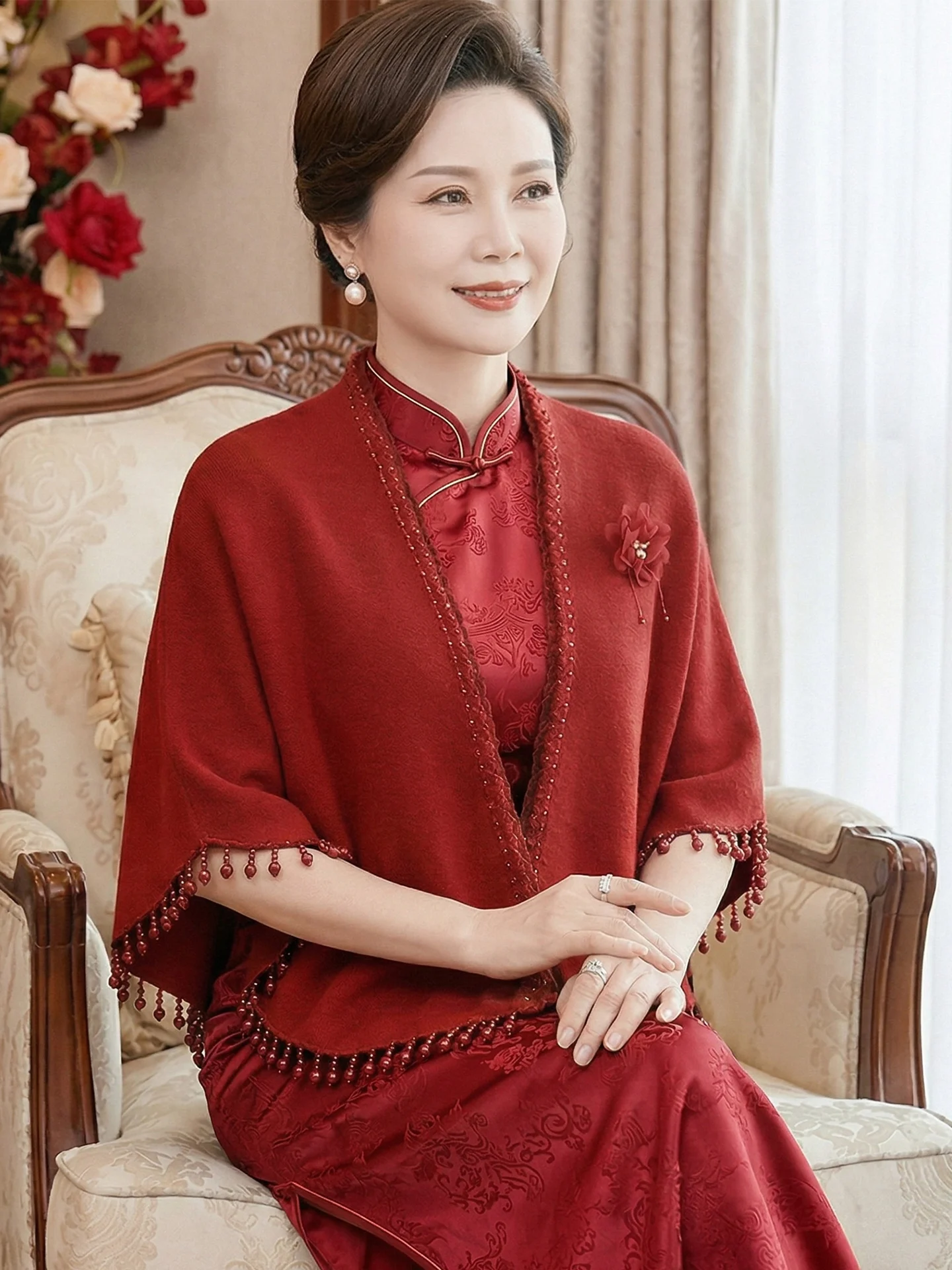 chale-de-mariage-rouge-a-col-drape-style-coreen-vetement-d'exterieur-chaud-pour-maman-et-femmes-agees-long-et-rectangulaire-couleur