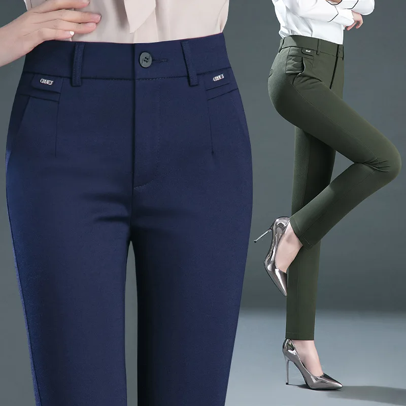 Multiple Pockets Y2k Clothes Straight Leg Pants Elegant Woman Dress Pants Women\'s Stretch Casual Trousers Clothing