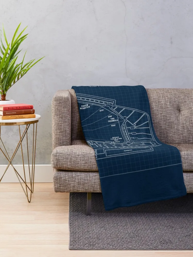 Fenway Park. The Cathedral of Baseball (Navy Blueprint) Throw Blanket Hairys anime cosplay anime Blankets