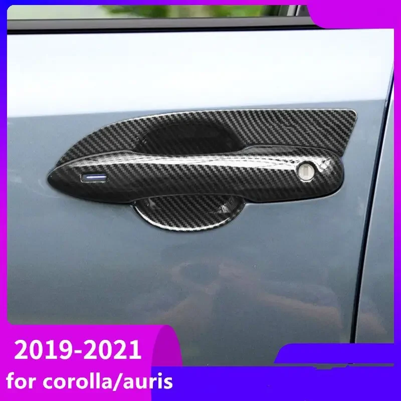 For Toyota Corolla Auris E210 2019 2020 2021 Carbon Fiber Chrome Car Door Handle Cover Bowl Trim Sticker Styling Accessories