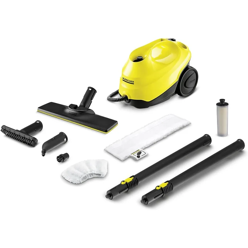 Kärcher - SC3 Yellow Portable Multi-Surface Steam Cleaner/Steam Mop with Attachments Chemical-Free, Rapid 40 Second Heat-Up