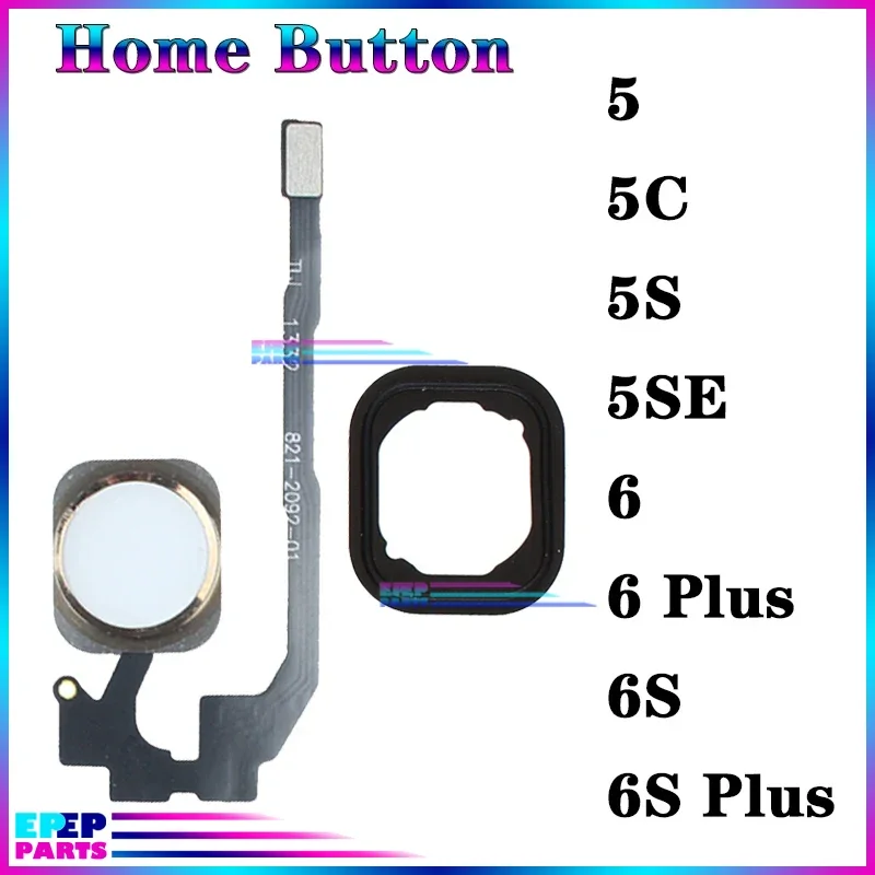 Replacement Parts for Iphone 6 6S Plus 5 5C 5S SE 2016 Home Button Flex Cable Return Function with Key Cap (No Fingerprint)