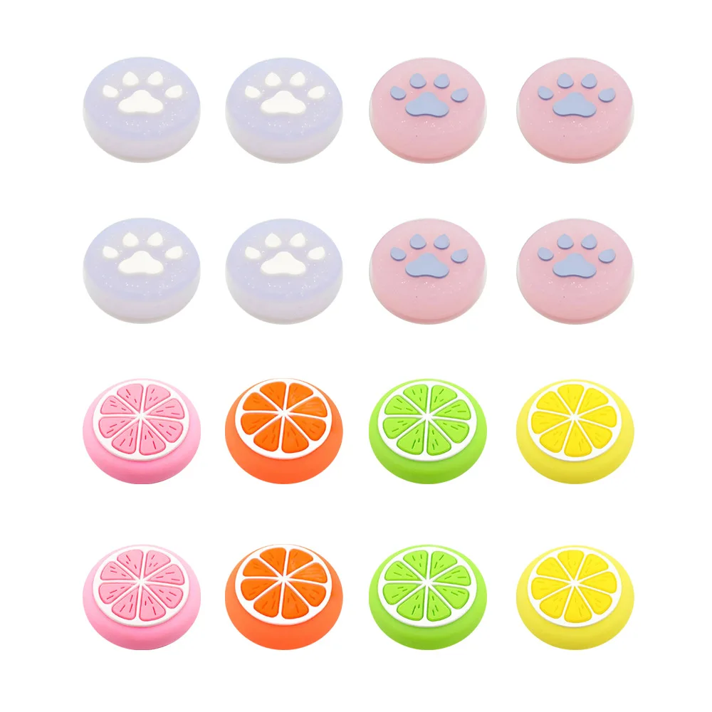 

14 Pcs Luminous Fruit Rocker Cap Cat Claw Grip Covers Animal Thumb Button Caps Silicone