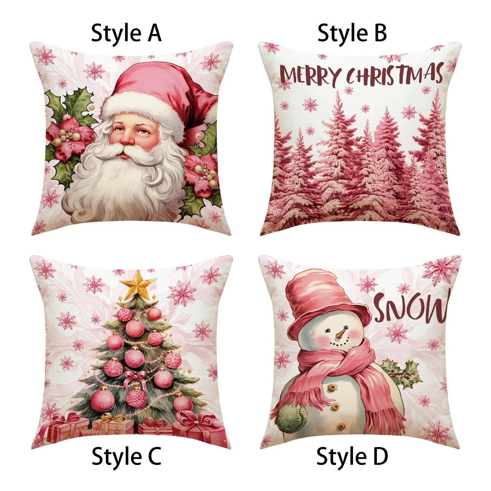 2x Christmas Cushion Cover, Winter Decorative Pillowcase, for New Year, Bed, Sofa, Car, Couch