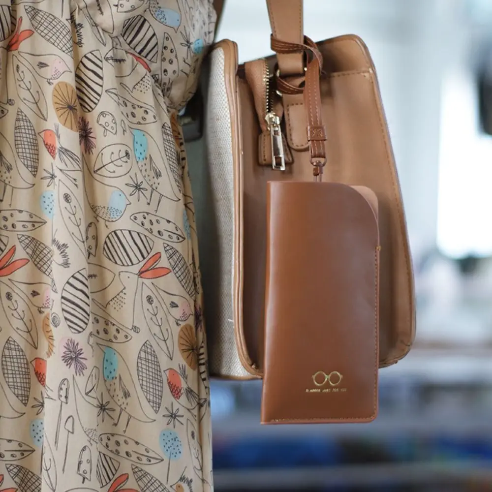 

Portable Glasses Storage Bag Pu Leather Multi-Functional Sunglasses Storage Case Eyewear Protector Solid Color