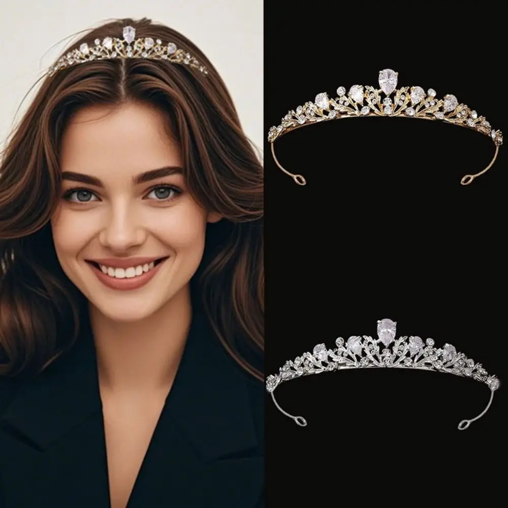 

Rhinestone Crystal Bridal Tiaras Wedding Headdress Flower Luxury Beads Crown Shiny Luxury Birthday Crown Headpiece Birthday