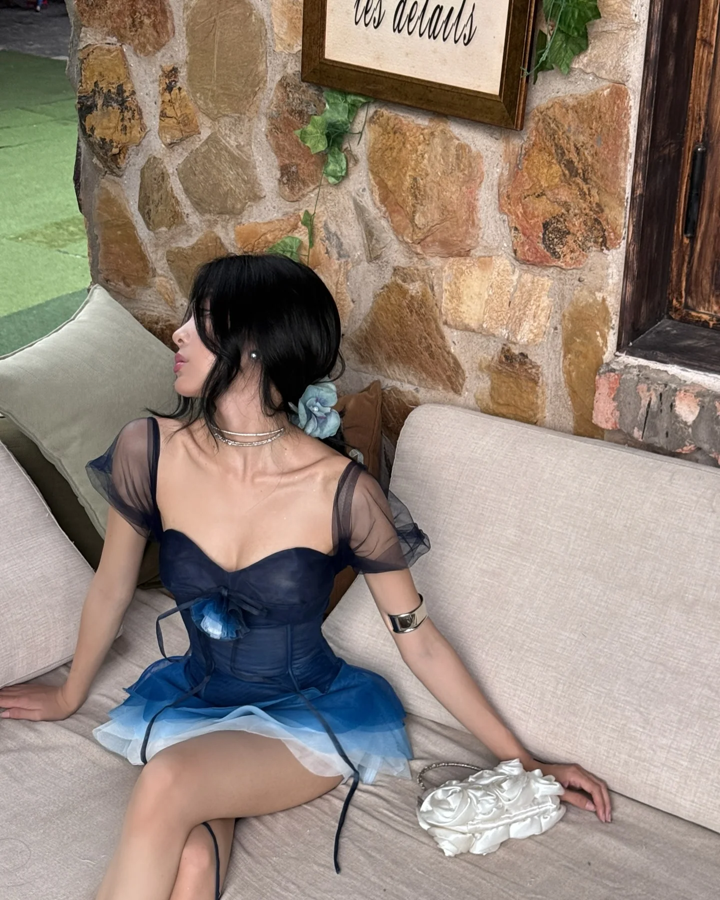 Novo Vestido de Festa com Rendas em Malha, Flores Bonitas, Tule em Camadas, Vestido Mini de Verão para Mulheres, Vestido de Coquetel Off-Shoulder