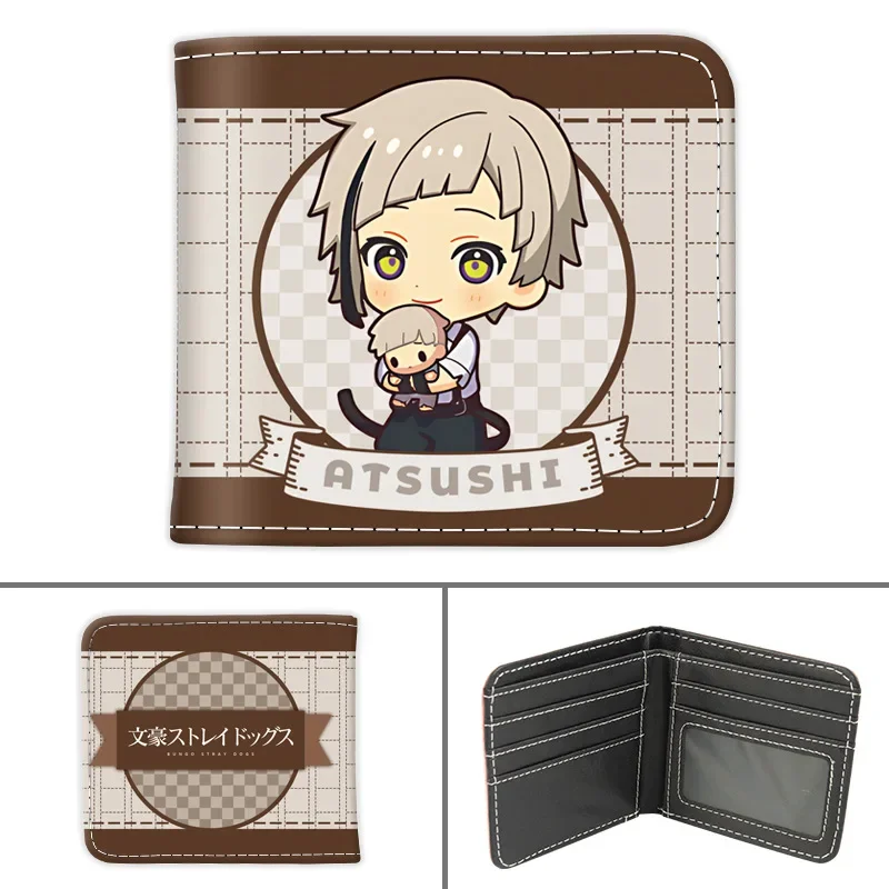 

Bungo Stray Dogs Short PU Leather Anime Wallet Cute Cartoon Nakajima Atsushi Dazai Osamu Folding Purse Gift for Manga Fans