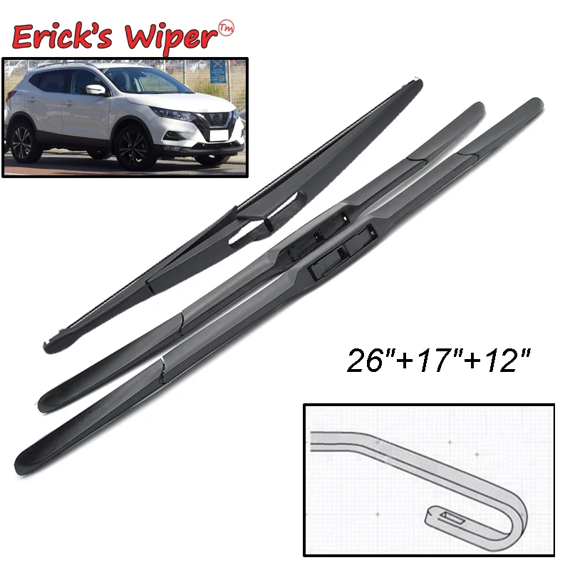 Erick\'s Wiper Front & Rear Wiper Blades Set For Nissan Qashqai J11 2013 - 2020 Windshield Windscreen Window Brushes 26\