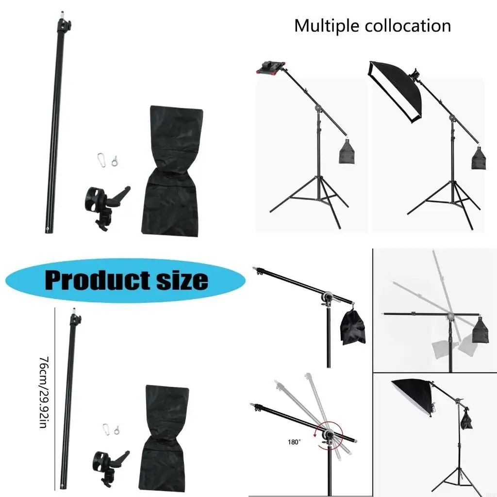 

103F Aluminum Photo Video Lighting Boom Arm, 76 to 135cm with Sandbag and Pivots Stand Adapter