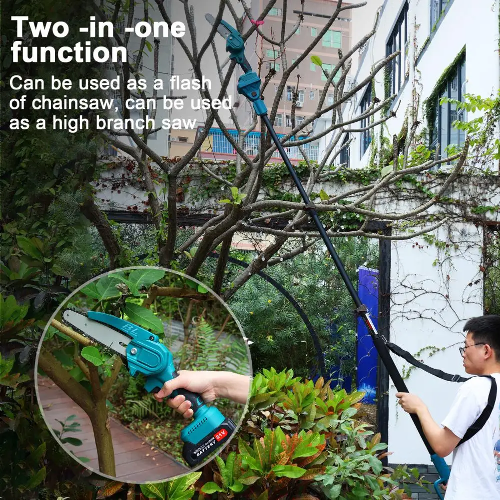 

Mini Chainsaw 2-in-1 Cordless Pole Saw 6-inch Brushless Electric Chain Saw with 2 x 2.0Ah Battery, 15.8 Feet MAX Reach Pole S