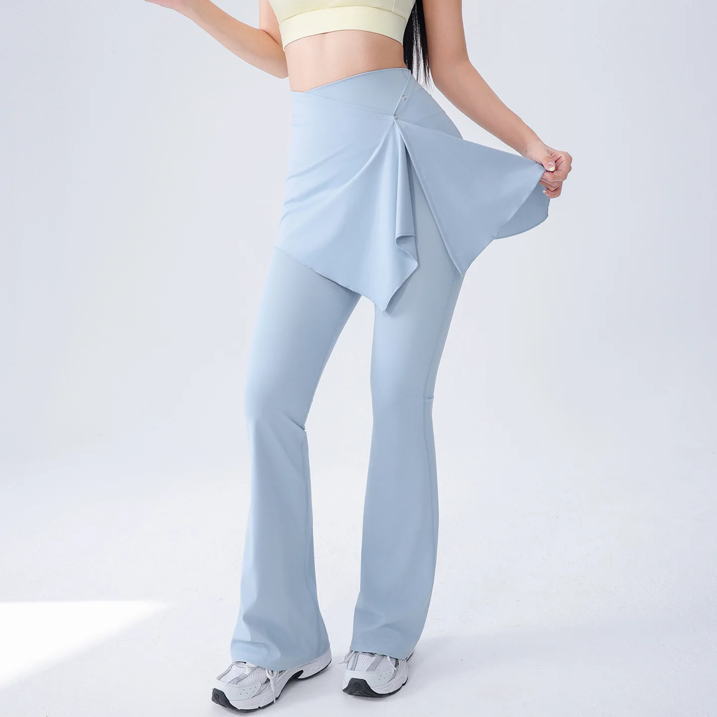 

Detachable One-Piece Booty-Cover Skirt + High-Waist Naked-Feel Cycling Shorts Set, Butt-Lifting Cross-Back Pilates & Yoga Outfit