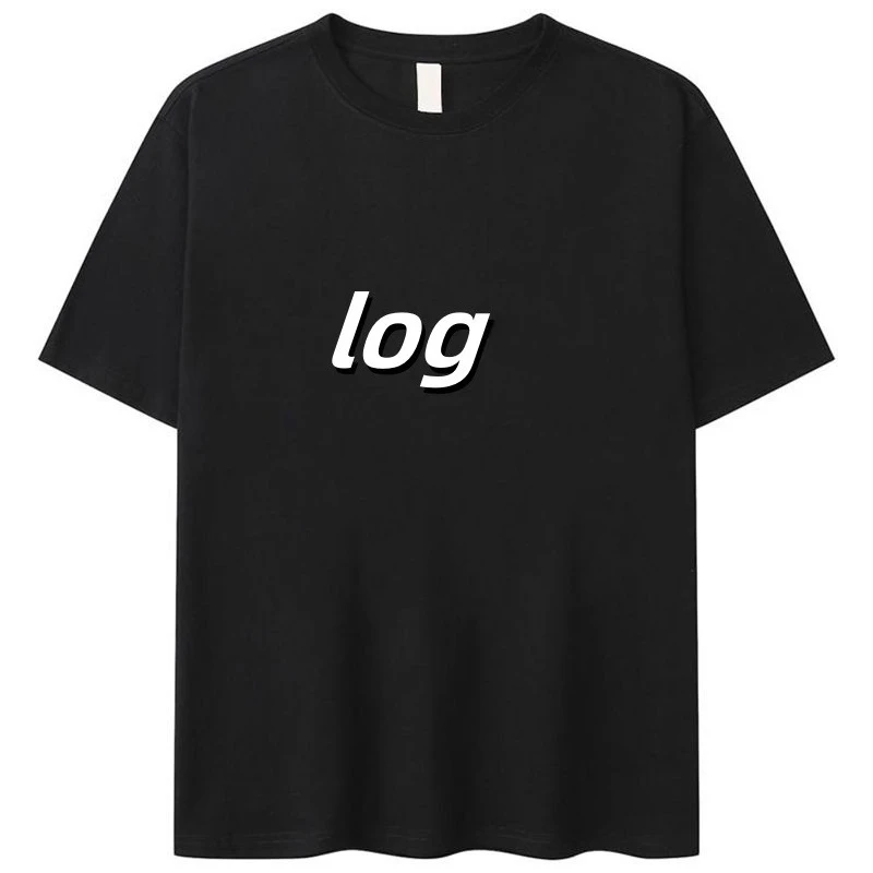 

New Arrival Men Oversize Cheap Log Pattern 100% Cotton T Shirts Street Trend Y2k Harajuku Style Unisex Fashion Casual Tops